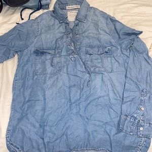 Lace up Abercrombie & Fitch denim long sleeve top